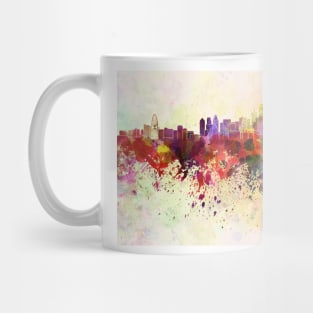 Dallas skyline in watercolor background Mug